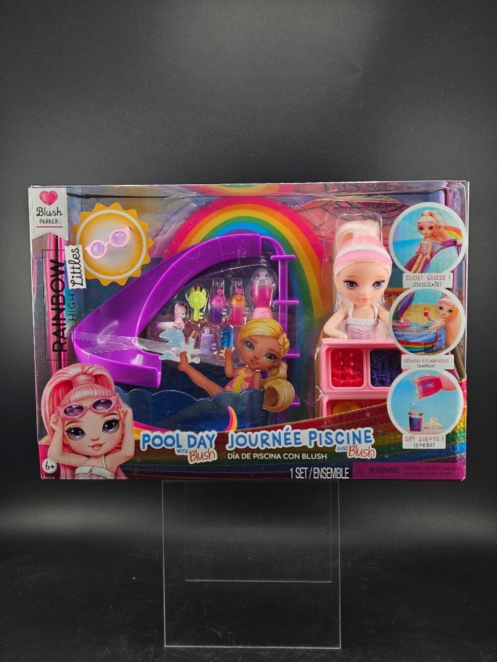 Rainbow High Littles Pool Day Playset With Blush Parker Doll Slide Accessories N